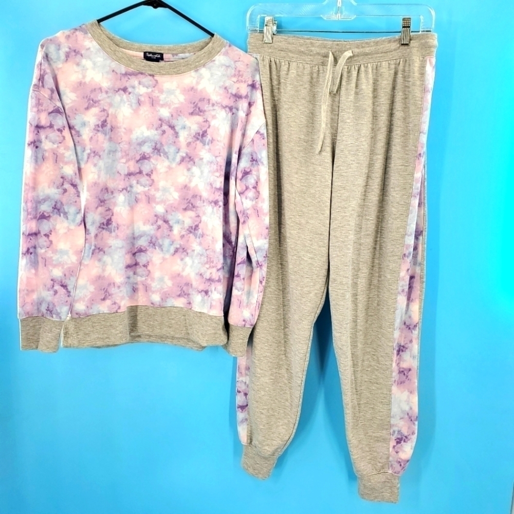 Splendid purple floral print comfy pajama set small